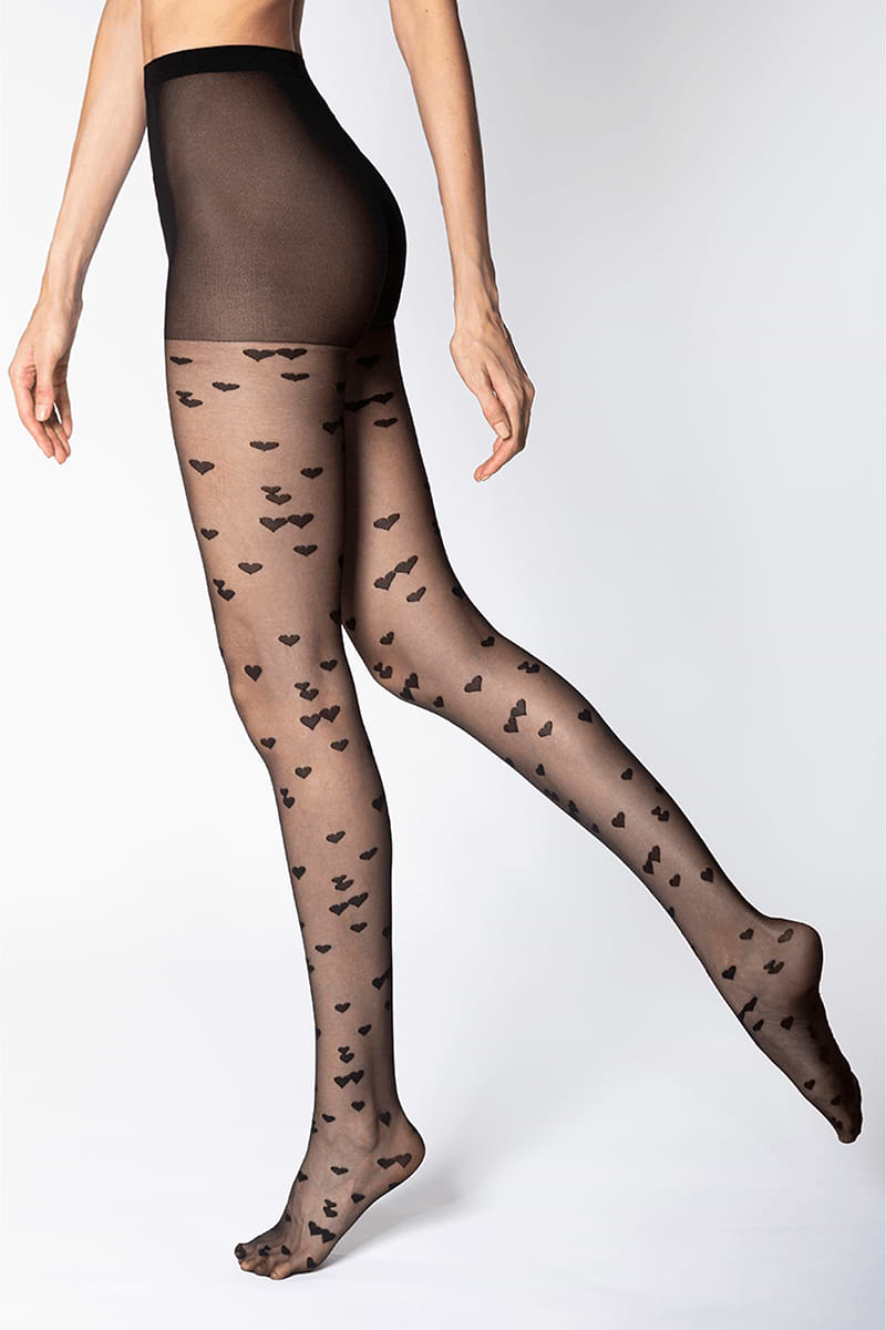 Heart Print Thread 15 Pantyhose
