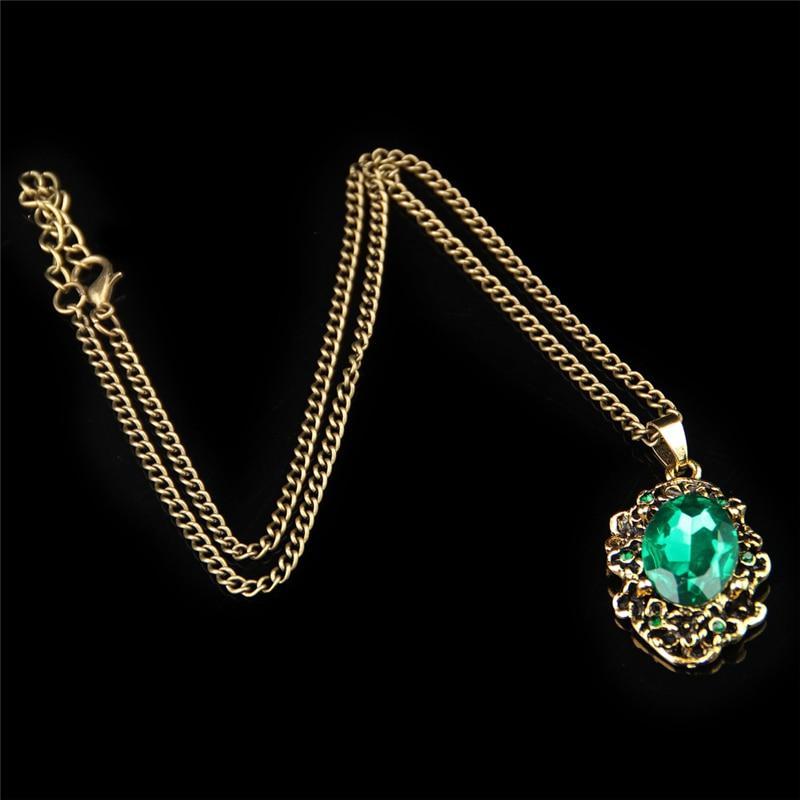 Conjunto Cristal Colar Brincos Pulseira e Anéis de Bronze Antigo