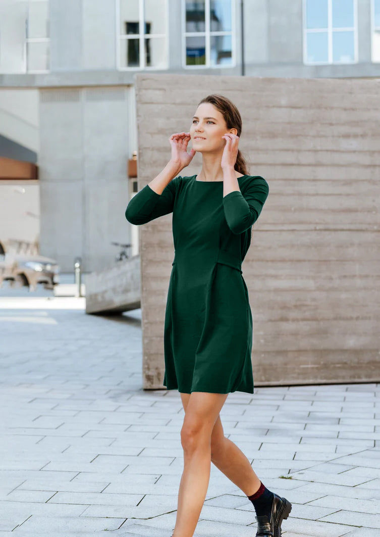 LOLITA — Italian Punto Milano Knit Dress — Green#Color_Green