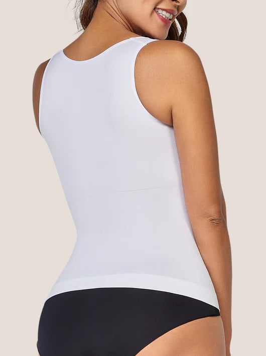 Curveez® Essential Square Neck Control Tank back white
