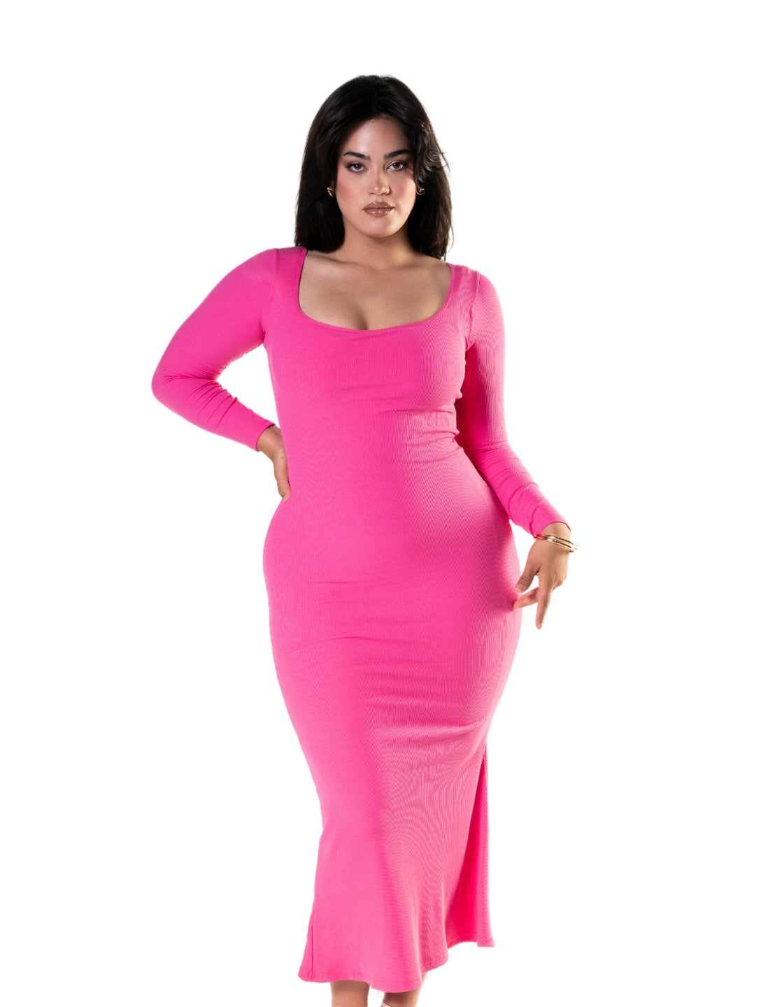 Vestido modelador de manga comprida
