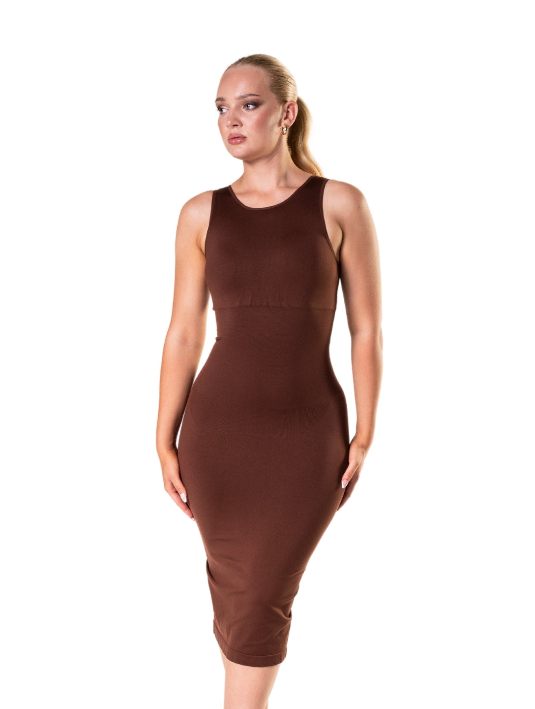 Vestido longo modelador sem mangas