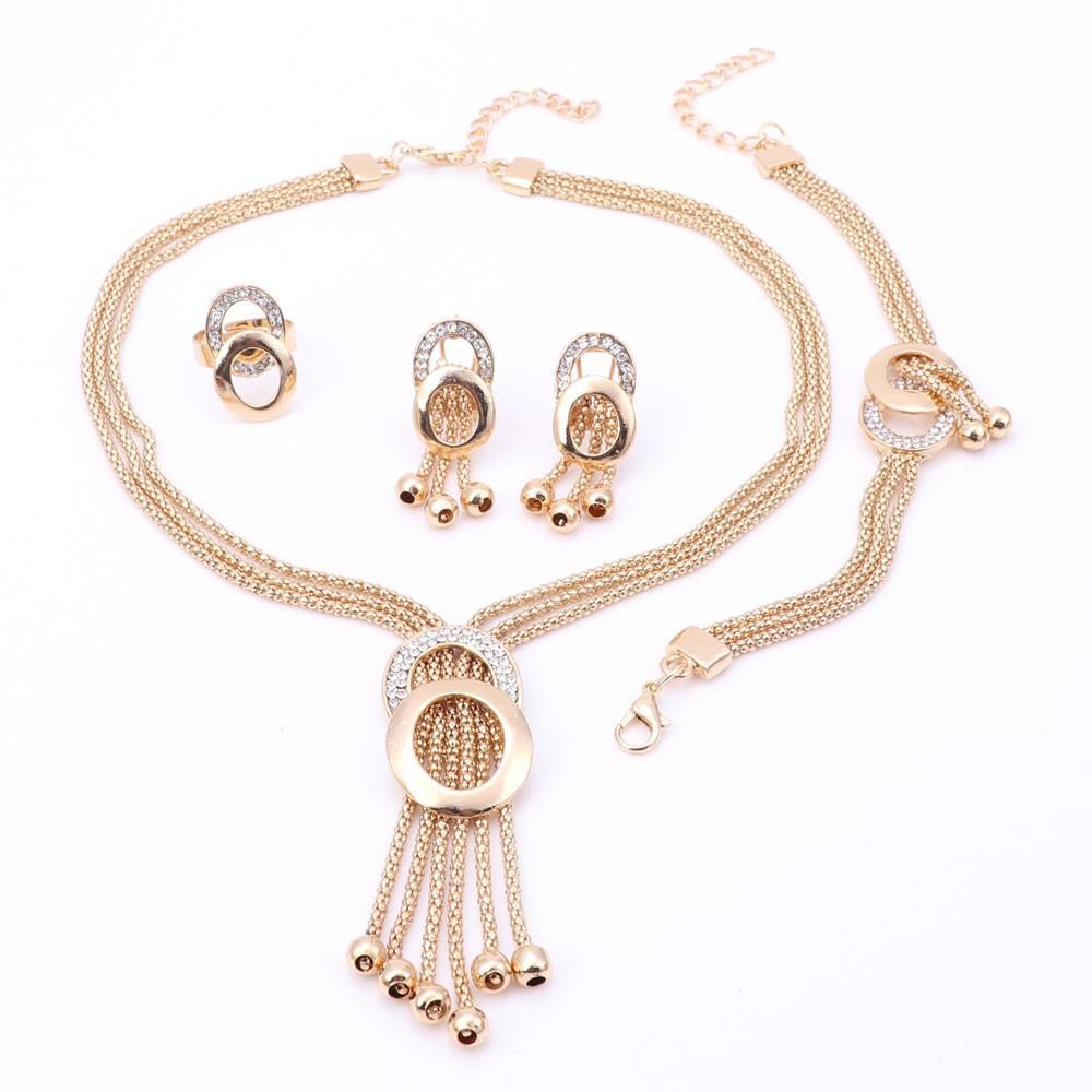 Conjuntos de Brincos Colar Pulseira e Anel Cristal Africano