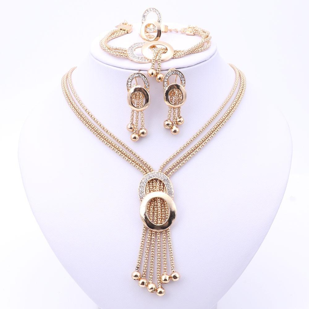 Conjuntos de Brincos Colar Pulseira e Anel Cristal Africano