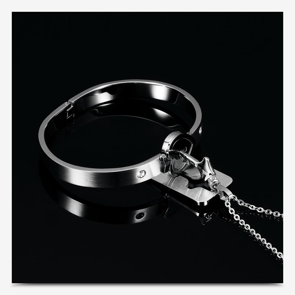 Bracelete e Colar Amor Do Coração em Aço Inoxidável