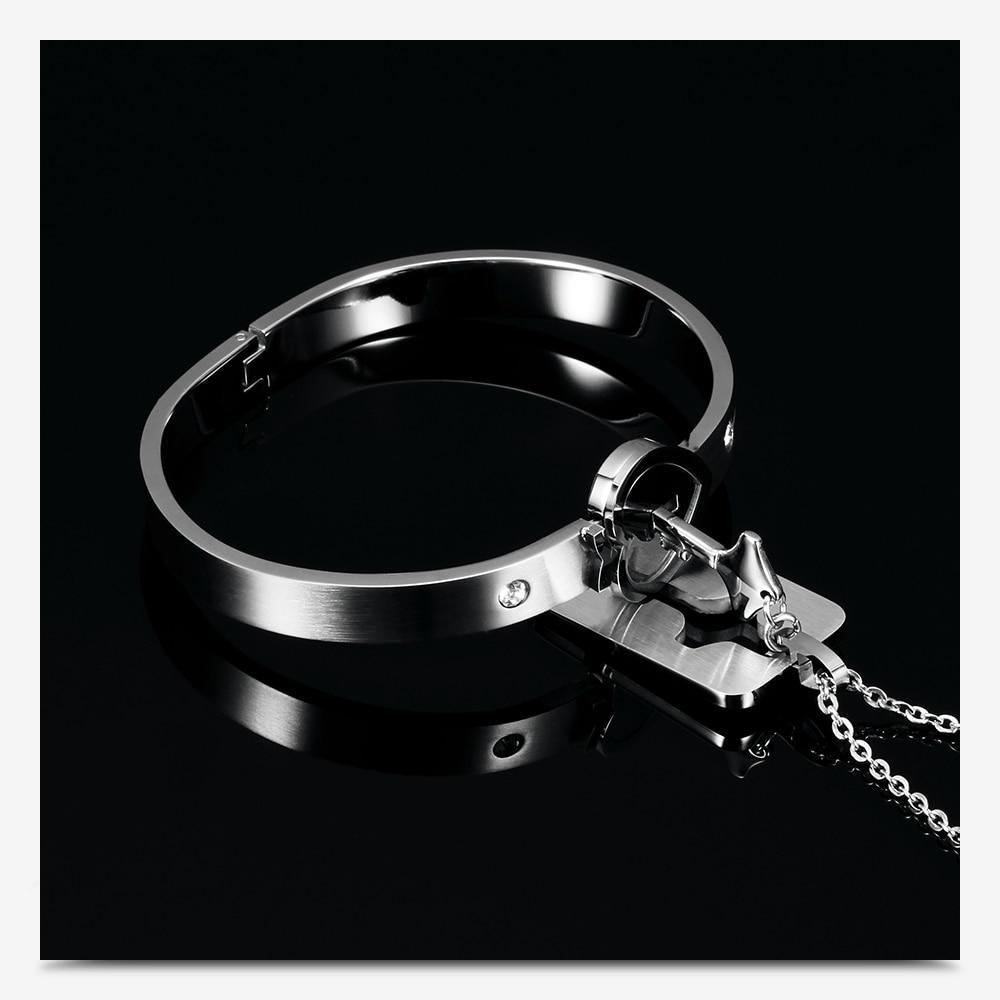Bracelete e Colar Amor Do Coração em Aço Inoxidável