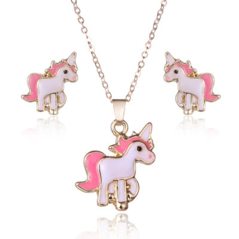 Conjunto  Colar e Brinco de Unicórnio