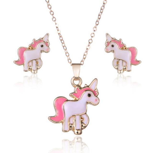 Conjunto  Colar e Brinco de Unicórnio